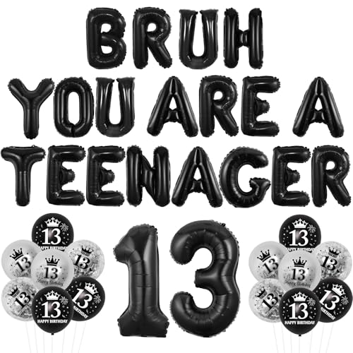Wonmelody Bruh It's My 13th Birthday Decorations Bruh You're a Teenager Ballon Banner Schwarz Weiß Zahl 13 Ballon Ur a Teenager Banner Jungen Preteen und Teens Geburtstag Party Supplies für Jungen Wonmelody Bruh It's My 13th Birthday Decorations Bruh You're a Teenager Ballon Banner Schwarz Weiß Zahl 13 Ballon Ur a Teenager Banner Jungen Preteen und Teens Geburtstag Party Supplies für Jungen von Wonmelody