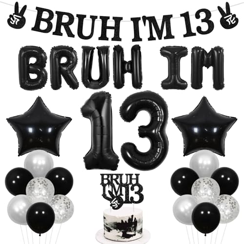 Wonmelody Bruh It's My Birthday Decor Black Bruh I'm 13 Birthday Decor Balloon Banner Bro I'm 13 Cake Topper Star Balloon Cheers to 13th Years Funny Happy Thirteen Bday Supplies for Teen Boy 13th Wonmelody Bruh It's My Birthday Decor Black Bruh I'm 13 Birthday Decor Balloon Banner Bro I'm 13 Cake Topper Star Balloon Cheers to 13th Years Funny Happy Thirteen Bday Supplies for Teen Boy 13th von Wonmelody