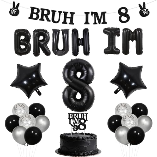 Wonmelody Bruh It's My Birthday Decor Black Bruh I'm 8 Birthday Decor Balloon Banner Bro I'm 8 Cake Topper Star Balloon Great to Be Eight Funny Happy 8th Bday Supplies for Teen Boy 8th Party Wonmelody Bruh It's My Birthday Decor Black Bruh I'm 8 Birthday Decor Balloon Banner Bro I'm 8 Cake Topper Star Balloon Great to Be Eight Funny Happy 8th Bday Supplies for Teen Boy 8th Party von Wonmelody