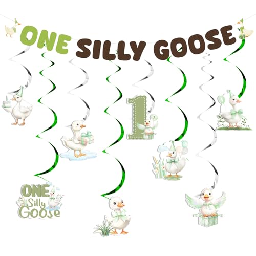 Wonmelody Eine alberne Gans Geburtstagsdekoration, Silly Goose 1. Geburtstag, Banner, Girlanden, Gänse, hängende Dekoration, grüne hängende Wirbel, Deckenschlangen, lustige Gänse, Bday Supplies für Wonmelody Eine alberne Gans Geburtstagsdekoration, Silly Goose 1. Geburtstag, Banner, Girlanden, Gänse, hängende Dekoration, grüne hängende Wirbel, Deckenschlangen, lustige Gänse, Bday Supplies für von Wonmelody