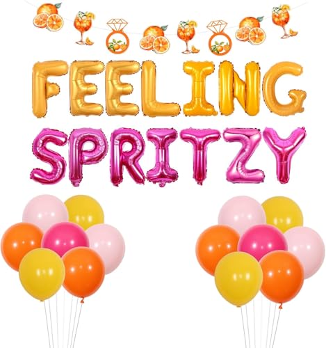 Wonmelody Feeling Spritzy Bachelorette Party Dekorationen Feeling Spritzy Ballon Banner Orange Citrus Birthday Party Supplies Orange Bachelorette Party Dekor mit Diamantring von Wonmelody