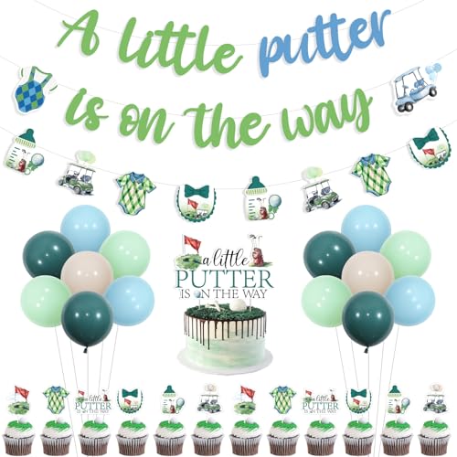 Wonmelody Golf-Babyparty-Dekorationen mit "A Little Putter is On the Way", Banner, Ballwagen-Girlanden, Golf-Partee, Cupcake-Topper, Tee-Time oder Teeparty, Sport, Thema, Geschlecht enthüllt Zubehör Wonmelody Golf-Babyparty-Dekorationen mit "A Little Putter is On the Way", Banner, Ballwagen-Girlanden, Golf-Partee, Cupcake-Topper, Tee-Time oder Teeparty, Sport, Thema, Geschlecht enthüllt Zubehör von Wonmelody
