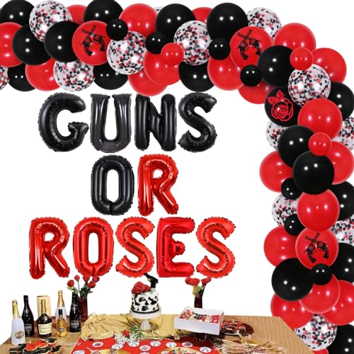 Wonmelody Guns or Roses Gender Reveal Decorations with Guns or Roses Gender Balloon Banner Guns or Roses Garland Kit Red Black Gun and Rose Cards Supplies for Boy or Girl He or She Baby Shower Wonmelody Guns or Roses Gender Reveal Decorations with Guns or Roses Gender Balloon Banner Guns or Roses Garland Kit Red Black Gun and Rose Cards Supplies for Boy or Girl He or She Baby Shower von Wonmelody
