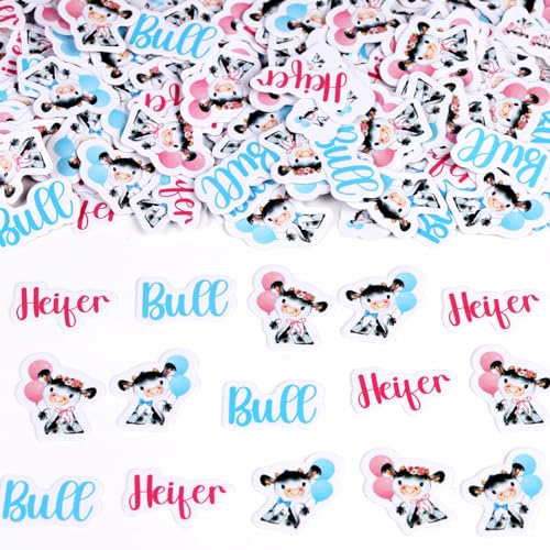 Wonmelody Kuh Gender Reveal Decor Färse oder Stier Geschlecht Enthüllung Konfetti Dekor Färse oder Stier Tischkonfetti Cowboy oder Cowgirl Geschlecht offenbaren Dekor für Rosa und Blau Er oder Sie von Wonmelody