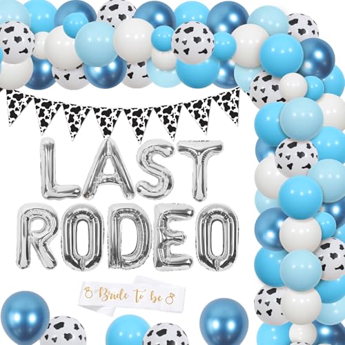 Wonmelody Last Rodeo Bachelorette Party-Dekoration, blaue Western-Cowgirl-Party-Dekoration, Disco-Cowgirl-Ballon-Girlande, Bogen „Braut wird sein“-Schärpe, Kuh-Dreispitz-Flagge für Nashville Wonmelody Last Rodeo Bachelorette Party-Dekoration, blaue Western-Cowgirl-Party-Dekoration, Disco-Cowgirl-Ballon-Girlande, Bogen „Braut wird sein“-Schärpe, Kuh-Dreispitz-Flagge für Nashville von Wonmelody