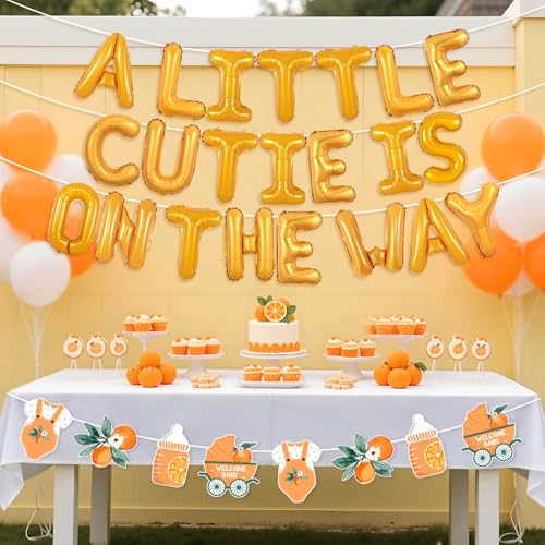 Wonmelody Little Citrus Babyparty-Dekorationen "A Little Cutie is On the Way", orangefarbene Ballon-Banner, Zitrusgirlanden, orangefarbene Babyparty-Dekorationen für Obst-Thema, Neugeborenenen-Party Wonmelody Little Citrus Babyparty-Dekorationen "A Little Cutie is On the Way", orangefarbene Ballon-Banner, Zitrusgirlanden, orangefarbene Babyparty-Dekorationen für Obst-Thema, Neugeborenenen-Party von Wonmelody