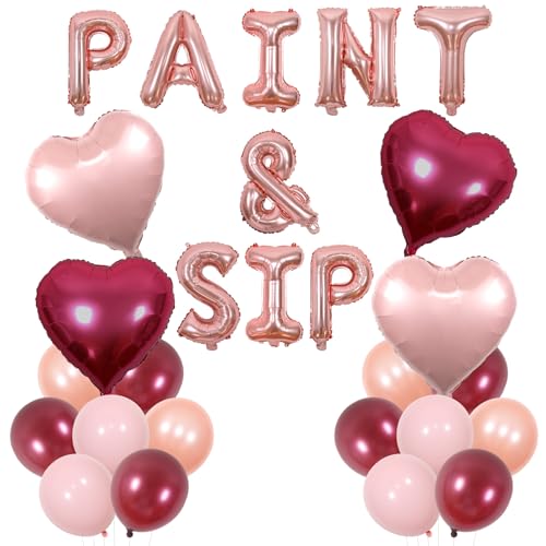 Wonmelody Malen und Trinken Dekorationen Rotgold Farbe und Schluck Ballon Banner Wein Party Supplies Liebe Herz Ballon Malerei Spritzer Party Supplies für 18., 25., 30. Kunst Malerei Geburtstag Wonmelody Malen und Trinken Dekorationen Rotgold Farbe und Schluck Ballon Banner Wein Party Supplies Liebe Herz Ballon Malerei Spritzer Party Supplies für 18., 25., 30. Kunst Malerei Geburtstag von Wonmelody