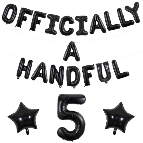 Wonmelody Offiziell eine Handvoll Dekoration zum 5. Geburtstag, schwarz, offiziell eine Handvoll Ballon-Banner, Hi Five-Geburtstagsparty-Dekoration, Nummer 5, Stern-Ballon, schwarz, Happy 5th Bday Wonmelody Offiziell eine Handvoll Dekoration zum 5. Geburtstag, schwarz, offiziell eine Handvoll Ballon-Banner, Hi Five-Geburtstagsparty-Dekoration, Nummer 5, Stern-Ballon, schwarz, Happy 5th Bday von Wonmelody