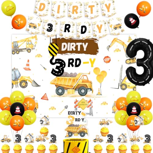 Wonmelody Party-Dekorationen zum 3. Geburtstag mit schmutzigem Hintergrund zum 3. Geburtstag, Banner, Bagger, Cupcake-Topper, Kipplaster, Helme, Barricade, Partyzubehör für 3 Jahre alten Jungen Wonmelody Party-Dekorationen zum 3. Geburtstag mit schmutzigem Hintergrund zum 3. Geburtstag, Banner, Bagger, Cupcake-Topper, Kipplaster, Helme, Barricade, Partyzubehör für 3 Jahre alten Jungen von Wonmelody