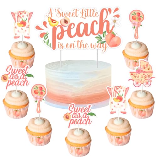 Wonmelody Pfirsich-Dekorationen für Babypartys, 25 Stück, "A Sweet Little Peach Is On The Way", Kuchendekoration, Süßer Pfirsich-Dekor, Obst-Mottoparty-Zubehör für Mädchen Wonmelody Pfirsich-Dekorationen für Babypartys, 25 Stück, "A Sweet Little Peach Is On The Way", Kuchendekoration, Süßer Pfirsich-Dekor, Obst-Mottoparty-Zubehör für Mädchen von Wonmelody