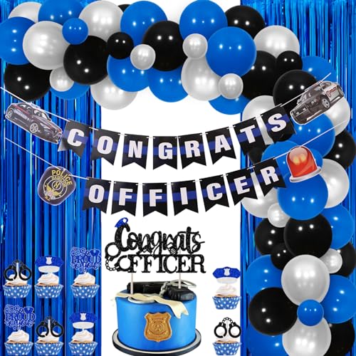 Wonmelody Polizei-Abschlussparty-Dekoration, Polizei-Mottoparty-Dekoration mit Glückwunsch-Offizier-Banner, Cupcake-Topper, Vorhänge, Polizei-Akademie-Abschluss, „Wir sind so stolz auf Sie Wonmelody Polizei-Abschlussparty-Dekoration, Polizei-Mottoparty-Dekoration mit Glückwunsch-Offizier-Banner, Cupcake-Topper, Vorhänge, Polizei-Akademie-Abschluss, „Wir sind so stolz auf Sie von Wonmelody