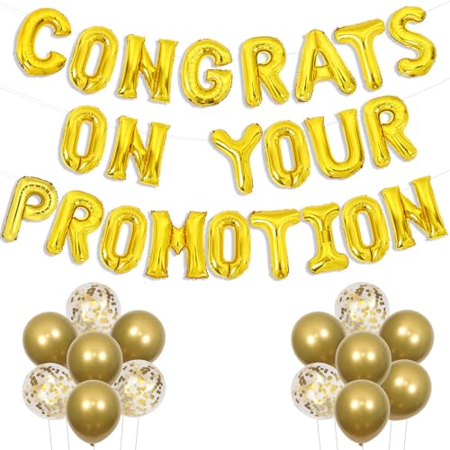 Wonmelody Promotion-Party-Dekoration, goldfarben, "Congrats on Your Promotion", Ballon-Banner, Schauen Sie sich an, werden Sie gefördert, lustige Glückwünsche, Luftballons, Schuljob, gefördertes Wonmelody Promotion-Party-Dekoration, goldfarben, "Congrats on Your Promotion", Ballon-Banner, Schauen Sie sich an, werden Sie gefördert, lustige Glückwünsche, Luftballons, Schuljob, gefördertes von Wonmelody