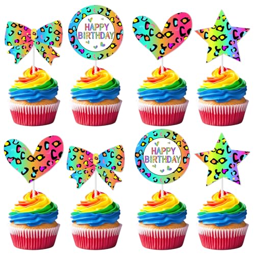 Wonmelody Regenbogen-Geparden-Kuchendekorationen, 36 Stück, Leopardenmuster, Kuchendekoration, Regenbogen-Gepard, Cupcake-Topper für Jungen und Mädchen, Regenbogen-Leoparden-Geburtstagsdekorationen Wonmelody Regenbogen-Geparden-Kuchendekorationen, 36 Stück, Leopardenmuster, Kuchendekoration, Regenbogen-Gepard, Cupcake-Topper für Jungen und Mädchen, Regenbogen-Leoparden-Geburtstagsdekorationen von Wonmelody
