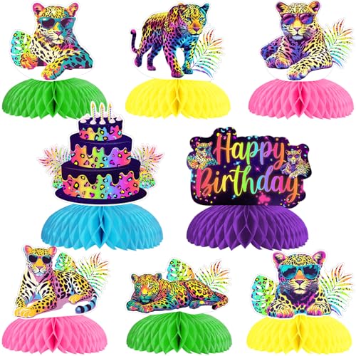 Wonmelody Regenbogen-Leoparden-Geburtstagsparty-Dekoration, 8 Stück, Leoparden-Geburtstag, Waben-Mittelstücke, Neon-Leoparden-Tischdekoration, Dschungeltiere, Safari-Mittelstücke für wilde Safari Wonmelody Regenbogen-Leoparden-Geburtstagsparty-Dekoration, 8 Stück, Leoparden-Geburtstag, Waben-Mittelstücke, Neon-Leoparden-Tischdekoration, Dschungeltiere, Safari-Mittelstücke für wilde Safari von Wonmelody