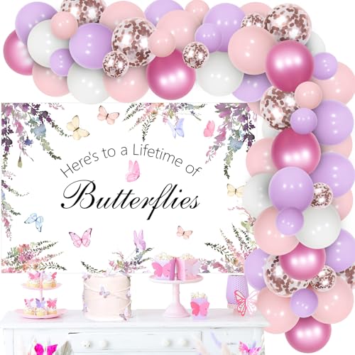 Wonmelody Schmetterling Bachelorette Thema Dekoration Here's to A Life of Butterflies Hintergrund Banner Schmetterling Ballon Girlande für Brautparty Schmetterling Thema Hochzeit Bachelorette Wonmelody Schmetterling Bachelorette Thema Dekoration Here's to A Life of Butterflies Hintergrund Banner Schmetterling Ballon Girlande für Brautparty Schmetterling Thema Hochzeit Bachelorette von Wonmelody