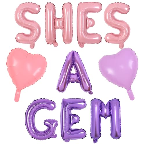 Wonmelody "She's a Gem Birthday Party Decorations She's a Gem Balloon Banner Diamond Theme Birthday Party Decor Gemstone Party Decor in Pink Purple Jewel Birthday Party Supplies for Geology Party von Wonmelody