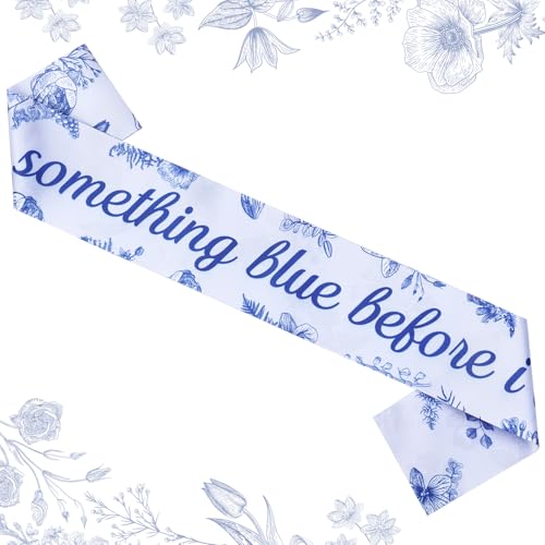 Wonmelody Something Blue Before I Do Brautdusche Dekor Something Blue Before I Do Schärpe Blau Perle Hellblau Floral Schärpe Etwas Blau Brautdusche Geschenk für Blau Floral Bachelorette Hochzeit von Wonmelody