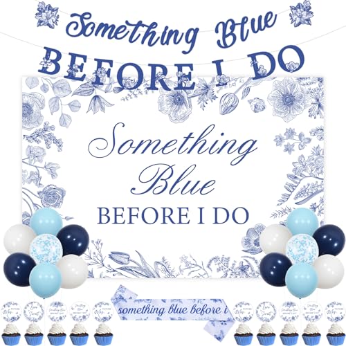 Wonmelody "Something Blue Before I Do" Brautparty-Dekoration, "Something Blue Before I Do", Banner, blaues Blumenmuster, Bachelorette-Thema, Schärpe, Love is Sweet Future Mrs, Cupcake-Topper für Wonmelody "Something Blue Before I Do" Brautparty-Dekoration, "Something Blue Before I Do", Banner, blaues Blumenmuster, Bachelorette-Thema, Schärpe, Love is Sweet Future Mrs, Cupcake-Topper für von Wonmelody