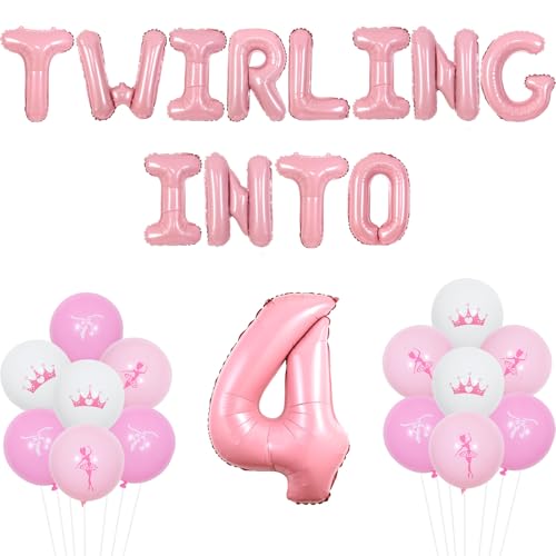 Wonmelody Tutu niedliche Geburtstagsdekorationen Ballerina 4. Geburtstag Party Dekorationen wirling in 4 Ballonbanner rosa weiß Ballett Slipper Ballons Tutu Tanzparty Supplies für Mädchen 4. Feier Wonmelody Tutu niedliche Geburtstagsdekorationen Ballerina 4. Geburtstag Party Dekorationen wirling in 4 Ballonbanner rosa weiß Ballett Slipper Ballons Tutu Tanzparty Supplies für Mädchen 4. Feier von Wonmelody