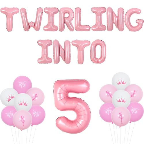 Wonmelody Tutu niedliche Geburtstagsdekorationen Ballerina 5. Geburtstag Party Dekorationen wirling in 5 Ballonbanner rosa weiß Ballett Slipper Luftballons Tutu Tanzparty Supplies für Mädchen 5. Feier Wonmelody Tutu niedliche Geburtstagsdekorationen Ballerina 5. Geburtstag Party Dekorationen wirling in 5 Ballonbanner rosa weiß Ballett Slipper Luftballons Tutu Tanzparty Supplies für Mädchen 5. Feier von Wonmelody