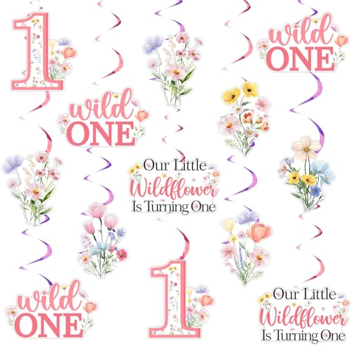 Wonmelody Wildblumen-Dekoration zum 1. Geburtstag, Mädchen, 24 Stück, Unsere kleine Wildblume dreht einen floralen Hängewirbel, Deckenschlangen, Blumendekoration, erster Geburtstag, Dekoration für Wonmelody Wildblumen-Dekoration zum 1. Geburtstag, Mädchen, 24 Stück, Unsere kleine Wildblume dreht einen floralen Hängewirbel, Deckenschlangen, Blumendekoration, erster Geburtstag, Dekoration für von Wonmelody