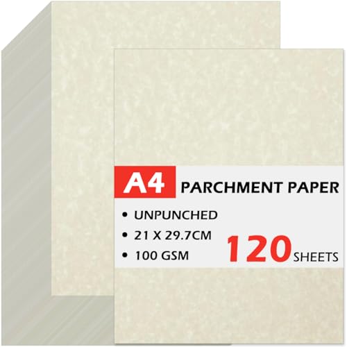 Wonninek 120 Blatt Pergamentpapier, A4-Größe, Urkundenpapier, 100 g/m², elfenbeinfarben, doppelseitig, Lebenslaufdiplome, Schreibwaren zum Drucken Wonninek 120 Blatt Pergamentpapier, A4-Größe, Urkundenpapier, 100 g/m², elfenbeinfarben, doppelseitig, Lebenslaufdiplome, Schreibwaren zum Drucken von Wonninek