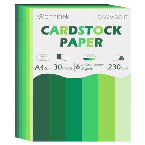 Wonninek 30 Blatt Kartonpapier, A4, 38,6 kg/230 g/m², schrittweiser Wechsel, Grün, 6 Farben, Karton, Konstruktionspapier für Scrapbooking, Schule, Büro, Druck, DIY, Basteln, Kartenherstellung Wonninek 30 Blatt Kartonpapier, A4, 38,6 kg/230 g/m², schrittweiser Wechsel, Grün, 6 Farben, Karton, Konstruktionspapier für Scrapbooking, Schule, Büro, Druck, DIY, Basteln, Kartenherstellung von Wonninek