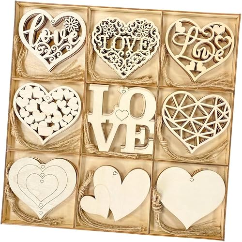 Wonninek 45 Stück unlackierte hölzerne herzförmige Ausschnitte, natürliche Herz-Holzscheiben, Holzherzen zum Basteln, Ausschnitte mit Sortiertablett, DIY-Geschenkanhänger (9 Stile, 8,1 x 8,9 cm, 5 Wonninek 45 Stück unlackierte hölzerne herzförmige Ausschnitte, natürliche Herz-Holzscheiben, Holzherzen zum Basteln, Ausschnitte mit Sortiertablett, DIY-Geschenkanhänger (9 Stile, 8,1 x 8,9 cm, 5 von Wonninek