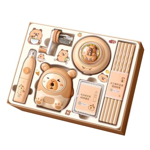 Wonsfuleu Schreibwaren,Bleistiftspitzer Capybara Schreibwaren Für Kinder - Elektrischer Radiergummi Bleistifte Schulbedarf Für Und Mädchen Kindergarten Partygeschenke Klassenzimmer Preise von Wonsfuleu