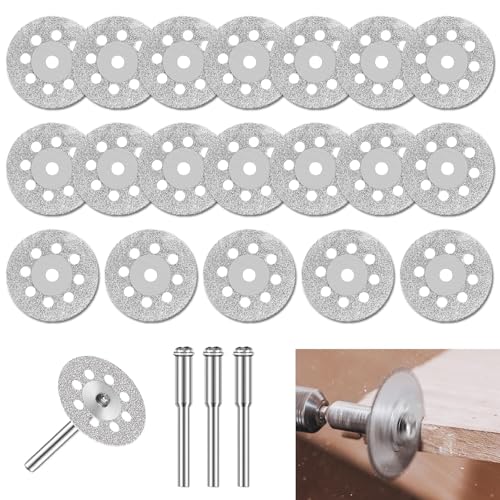 20 Stück Mini Diamantscheibe, 22mm Diamant Trennscheiben, Diamant Trennscheibe für Dremel, mit 4 Stück 3 mm Dorn, Geeignet zum Schneiden von Stein, Glas, Fliesen 20 Stück Mini Diamantscheibe, 22mm Diamant Trennscheiben, Diamant Trennscheibe für Dremel, mit 4 Stück 3 mm Dorn, Geeignet zum Schneiden von Stein, Glas, Fliesen von Wonuante