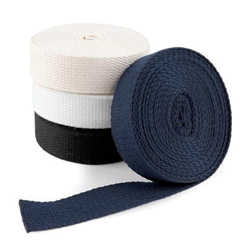 Wonvify 22 m Baumwollband Schrägband Textilband Baumwolle, 25 mm breit, Gurtband Baumwollband, Stricken, 5,5 m/Rolle, 4 Rollen, 4 Farben für Bastelarbeiten, Taschen, Riemen Wonvify 22 m Baumwollband Schrägband Textilband Baumwolle, 25 mm breit, Gurtband Baumwollband, Stricken, 5,5 m/Rolle, 4 Rollen, 4 Farben für Bastelarbeiten, Taschen, Riemen von Wonvify