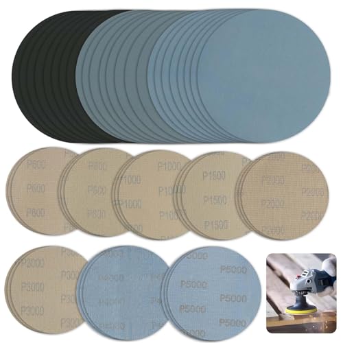 Wonvify Schleifpapier 125mm, 24 Stück Nassschleifpapier 600/800/1000/1500/2000/3000/4000/5000, Nass und Trocken Schleifscheiben, Schleifpad Rund, Autokarosseriefür Auto Metall Holz Autolack Wonvify Schleifpapier 125mm, 24 Stück Nassschleifpapier 600/800/1000/1500/2000/3000/4000/5000, Nass und Trocken Schleifscheiben, Schleifpad Rund, Autokarosseriefür Auto Metall Holz Autolack von Wonvify