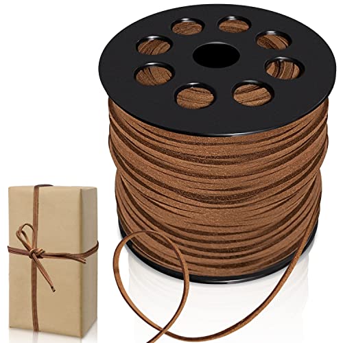 Lederschnur Lederband Faux Wildleder Schnur, 90M Faux Faden Veloursleder Band Lederschnüre Wildlederband für DIY Armband Halskette Schmuck Handwerk (Hellbraun) von Wonwood_direct