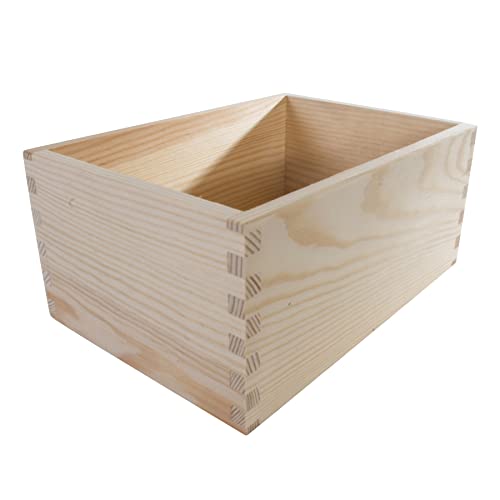 WooDeeDoo Aufbewahrungsbox aus Holz, klein, rechteckig, 24,5 x 17 x 11 cm, ohne Deckel, unlackierte und unbehandelte Kiefer zum Dekorieren von WooDeeDoo
