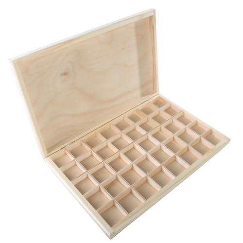 WooDeeDoo Aufbewahrungsbox aus Holz mit 40 Fächern - Schlankes schlichtes Kieferngehäuse für Schmuck Perlen Kristalle Edelsteine Nähwerkzeuge Mini Handwerk - Personalisierbarer Unvollendeter von WooDeeDoo