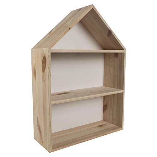 WooDeeDoo Großes Regal in Hausform, aus Holz, 32 x 12 x 44 cm, Wandmontage, Heimdekoration, mit weißer Rückwand, unlackiert und unbehandelt, Kiefer zum Dekorieren WooDeeDoo Großes Regal in Hausform, aus Holz, 32 x 12 x 44 cm, Wandmontage, Heimdekoration, mit weißer Rückwand, unlackiert und unbehandelt, Kiefer zum Dekorieren von WooDeeDoo