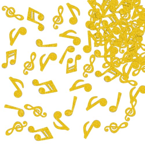 120 Stück Gold Glitzer doppelseitige Musiknoten-Konfetti, Notenausschnitt-Konfetti, Musik-Thema, Geburtstag, Jahrestag, Verlobung, Babyparty, Hochzeit, Party, Tischdekoration 120 Stück Gold Glitzer doppelseitige Musiknoten-Konfetti, Notenausschnitt-Konfetti, Musik-Thema, Geburtstag, Jahrestag, Verlobung, Babyparty, Hochzeit, Party, Tischdekoration von WooHooMoMo