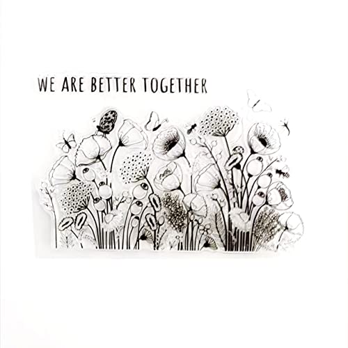 WooYangFun Flower Bush We are Better Together, transparenter Stempel für Karten, Dekoration und Scrapbooking, 11 x 16 cm von WooYangFun