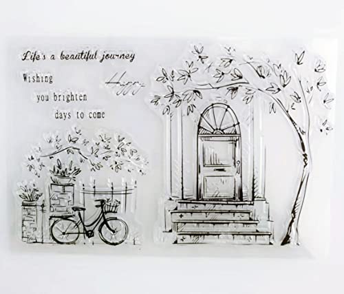 WooYangFun Life is a beaufiful Journey Fahrrad Blume Tür Fenster Gummi Transparent Stempel für Karten Dekoration und Scrapbooking 11 x 16 cm WooYangFun Life is a beaufiful Journey Fahrrad Blume Tür Fenster Gummi Transparent Stempel für Karten Dekoration und Scrapbooking 11 x 16 cm von WooYangFun