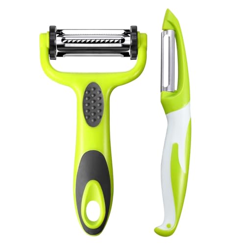 3-in-1 Julienne-Sparer, Obst- und Gemüseschäler, Gemüseschäler mit rutschfestem Griff, ideal zum Schälen von Kartoffeln, Karotten und verschiedenen Früchten und Gemüse von Woobroo