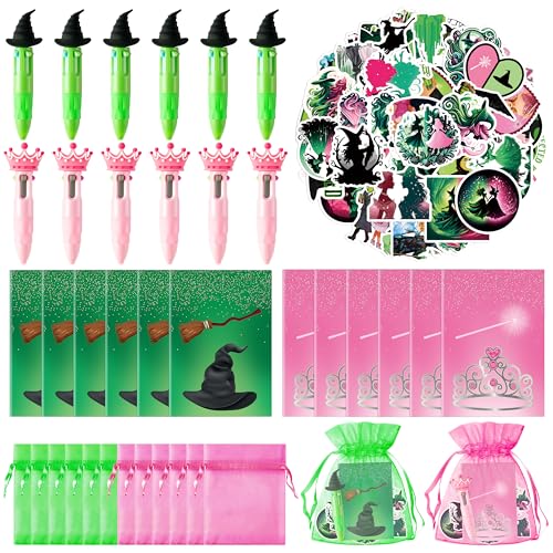 Wood Homing Prinzessin Hexe Schreibwaren Geschenk – 12 Stück grün und rosa Partygeschenke, 4-in-1 Besen, Kugelschreiber, Mini-Notizbücher, Aufkleber und Organza-Hexen-Goodie-Tüten, Füllstoffe für Wood Homing Prinzessin Hexe Schreibwaren Geschenk – 12 Stück grün und rosa Partygeschenke, 4-in-1 Besen, Kugelschreiber, Mini-Notizbücher, Aufkleber und Organza-Hexen-Goodie-Tüten, Füllstoffe für von Wood Homing