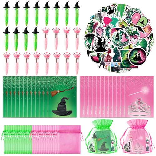 Wood Homing Prinzessin Hexe Schreibwaren Geschenk – 24 Stück grün und rosa Partygeschenke, 4-in-1 Besen, Kugelschreiber, Mini-Notizbücher, Aufkleber und Organza-Hexen-Goodie-Tüten, Füllstoffe für Wood Homing Prinzessin Hexe Schreibwaren Geschenk – 24 Stück grün und rosa Partygeschenke, 4-in-1 Besen, Kugelschreiber, Mini-Notizbücher, Aufkleber und Organza-Hexen-Goodie-Tüten, Füllstoffe für von Wood Homing