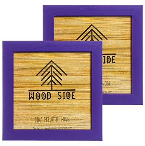 Wood Side Rustikaler quadratischer Bilderrahmen aus Holz, 20,3 x 20,3 cm, 2 Stück – natürliches Massivholz mit Echtglas zur Wandmontage – Violett Wood Side Rustikaler quadratischer Bilderrahmen aus Holz, 20,3 x 20,3 cm, 2 Stück – natürliches Massivholz mit Echtglas zur Wandmontage – Violett von Wood Side