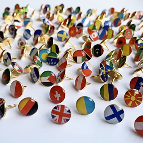 Dekorationsartikel für die Weltkarte: (Flaggen-Pinnnadeln – Weltdenkmäler – Geotag-Pins – Holz-Bilderrahmen) Artikel, die Ihre Weltkarte ergänzen (200 Stück Flaggennadeln für Weltkarte) von WoodLeo