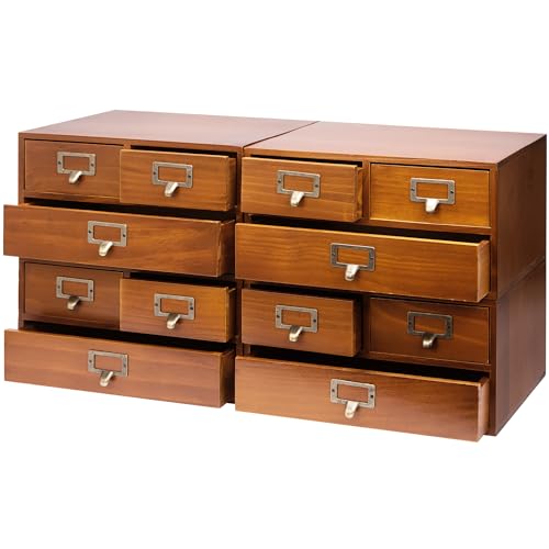 Apothekerschrank im Vintage-Stil, mit 3 Schubladen, Holz-Medizinschrank für den Tisch, stapelbare Schubladen mit Etikettenhaltern, Schreibtisch-Kommode für Kräuteraufbewahrung, Teesammlung, von Woodaholic
