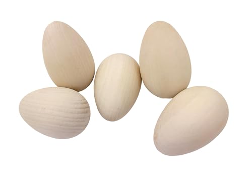 Wooden World - 5x Extra große Eier aus massivem Holz zum Bemalen und Brandmalen. Unbehandeltes Holz zur Dekoration, 6 x 9 cm von Wooden World