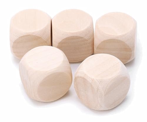 Wooden World – 5x Holzwürfel, blank, schlicht, unbemalt, Holz, sechsseitig, 14 mm, 1,4 cm von Wooden World