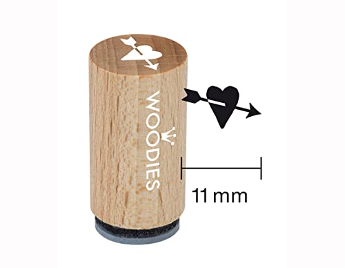Woodies Mini Stempel Herzen mit Pfeil, Holz, 1,5 x 1,5 x 3 cm von Woodies