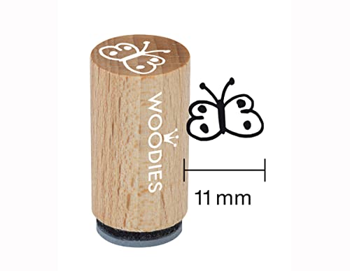 Woodies WM0207 Mini-Stempel, Schmetterling, Holz, 1,5 x 1,5 x 3 cm von Woodies