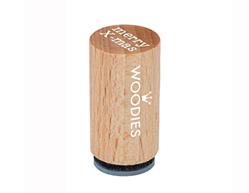 Woodies WM0703 Mini-Stempel Merry x-Mas, Holz, 1,5 x 1,5 x 3 cm von Woodies